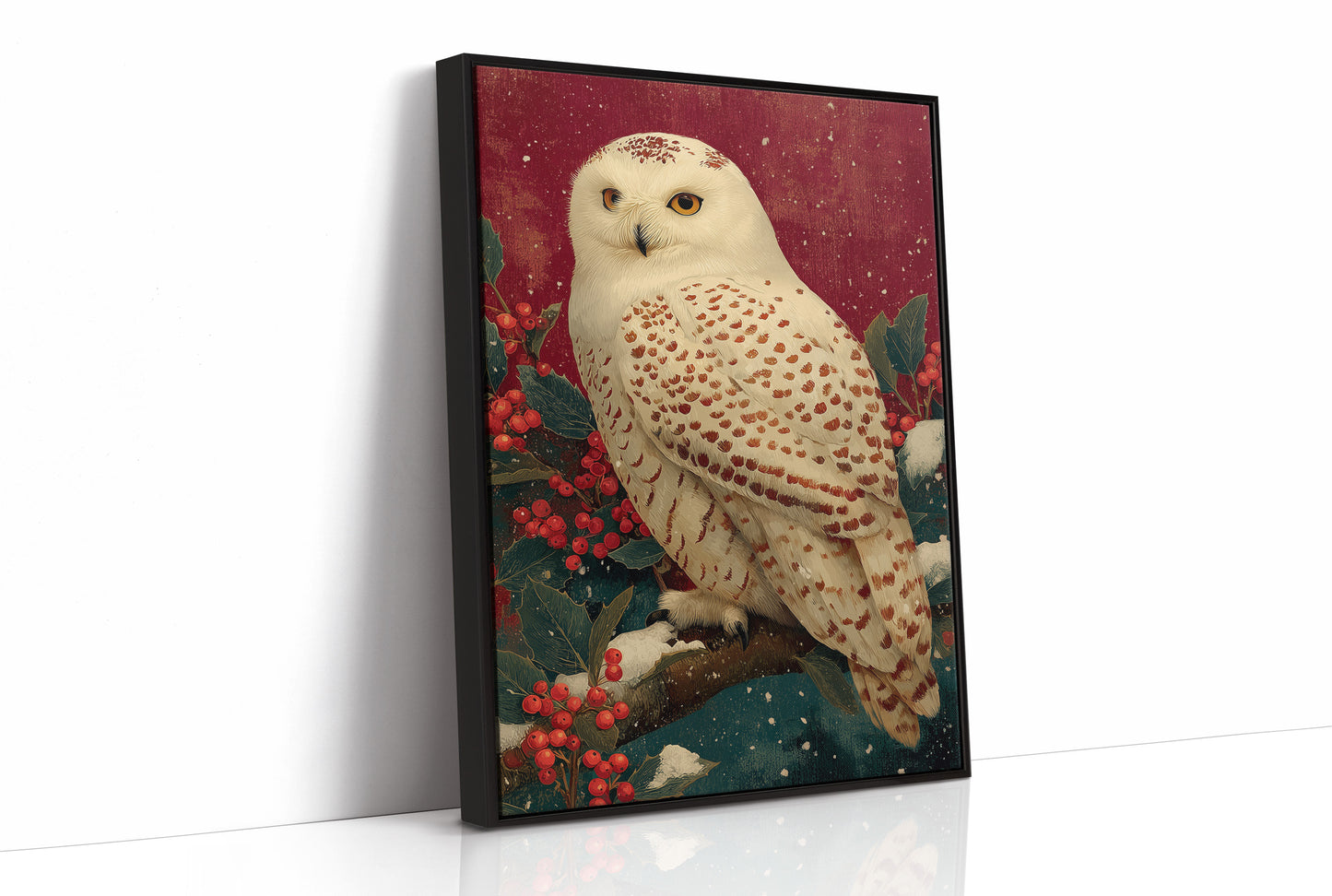 Snowy Owl in Winter Red