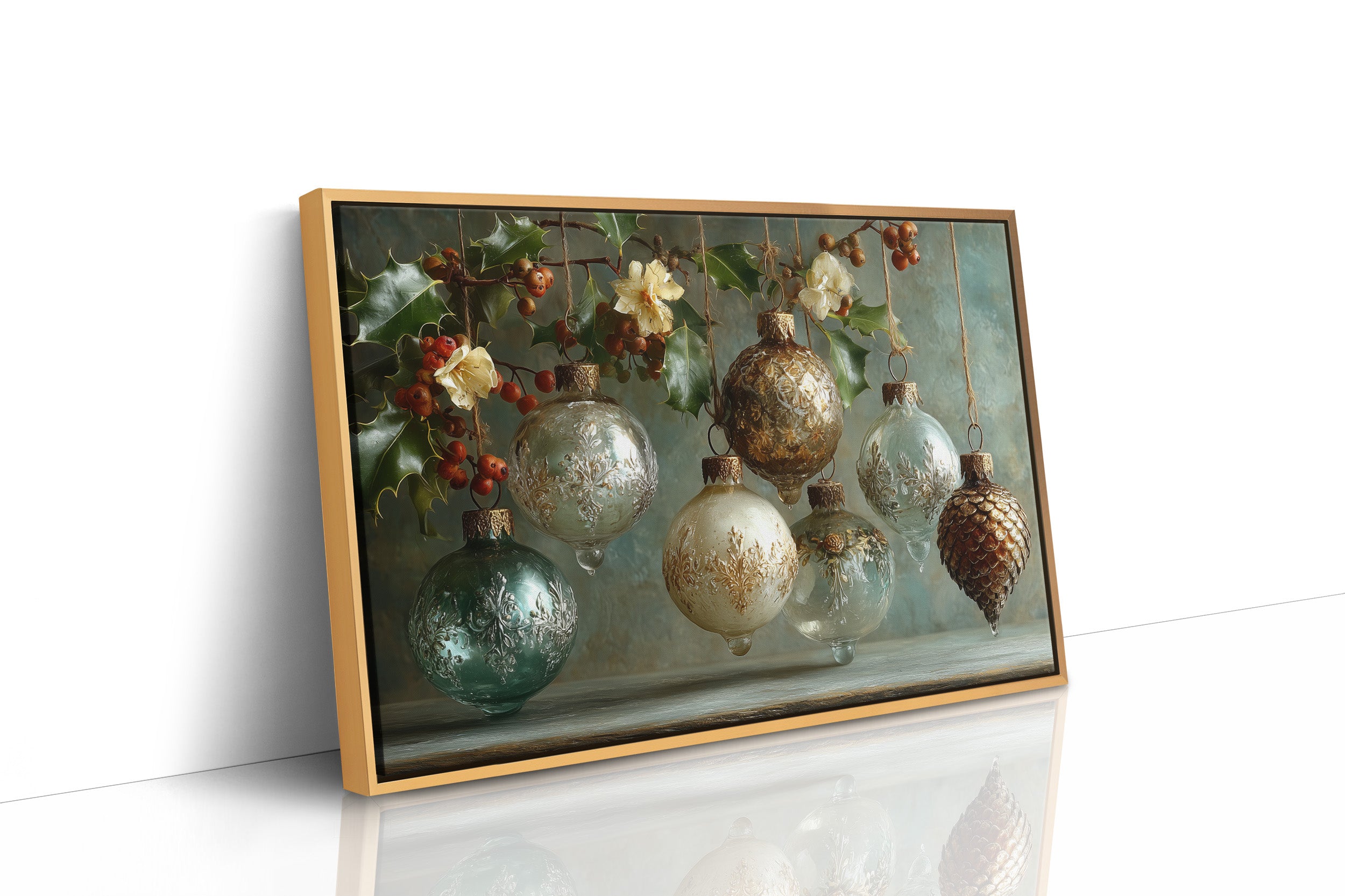 Etched Glass Ornaments and Pinecone