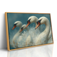 A Gathering of Swans in Teal