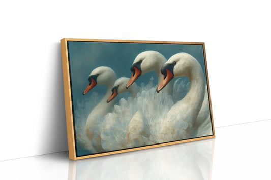 A Gathering of Swans in Teal