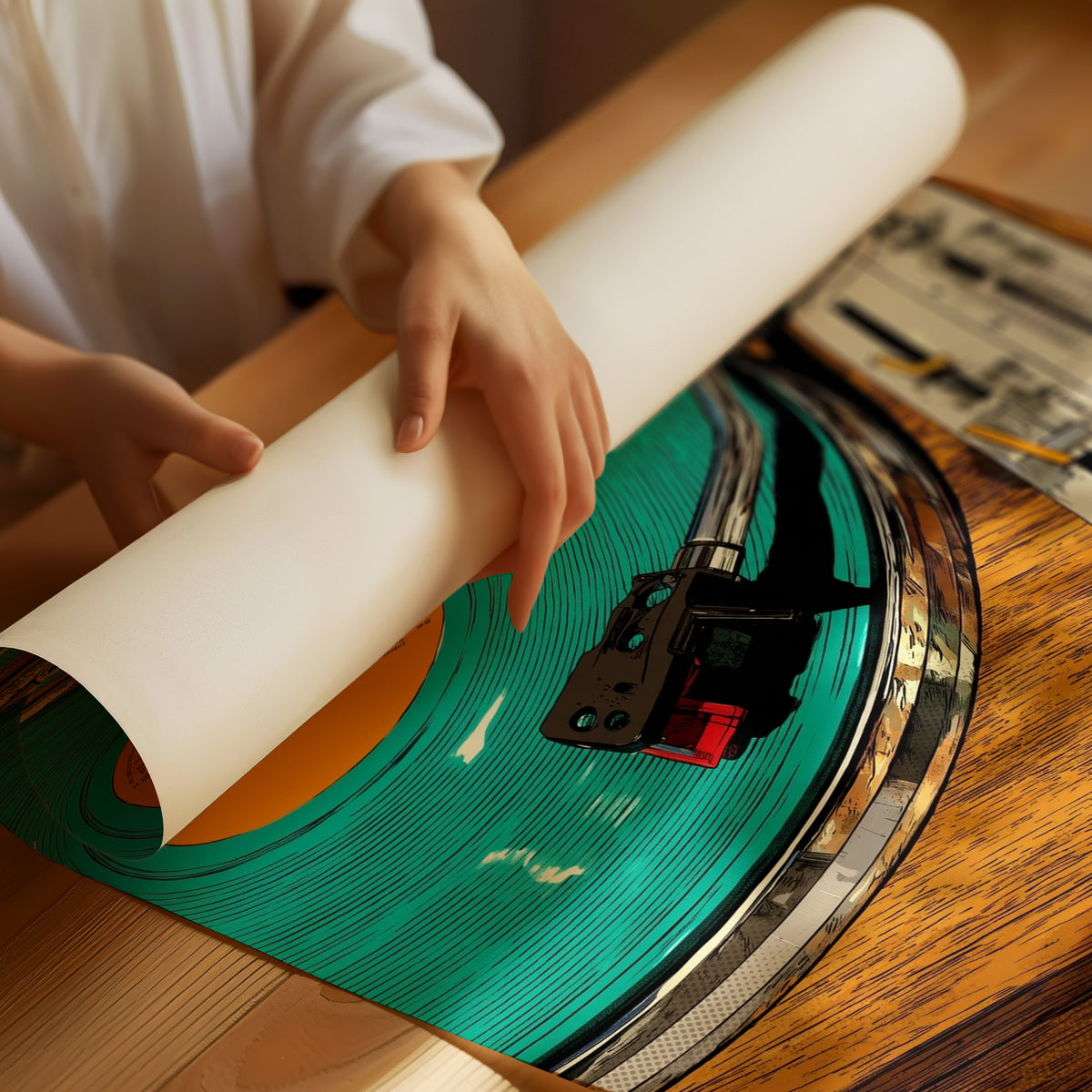 Spinning on Teal Vinyl
