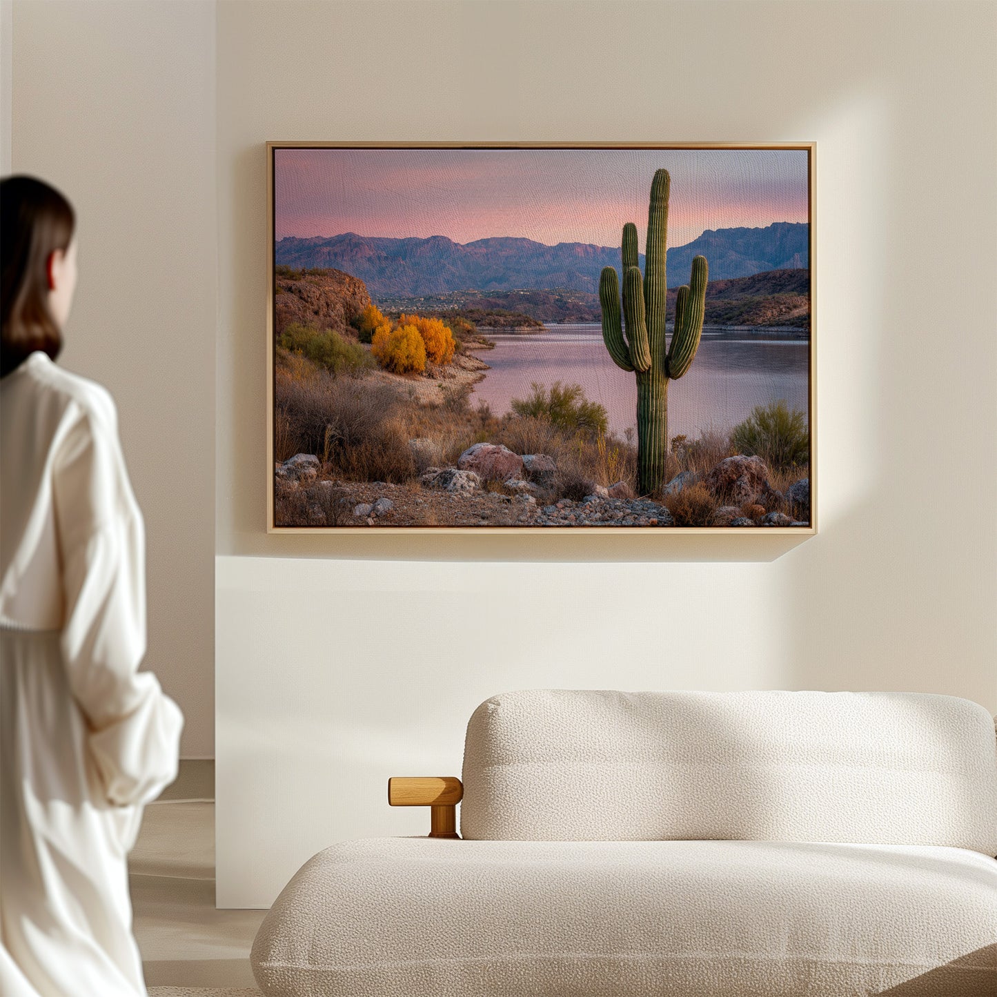 Desert Lake Glows At Dusk
