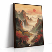 Red Maples Dance Through Mountain Mist