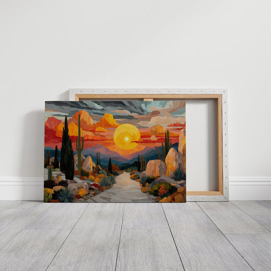Saguaros Dance Under Fire Skies