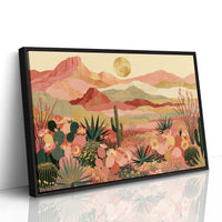 Blooming Desert Under Golden Moon