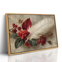 White Feather Among Winter Berries
