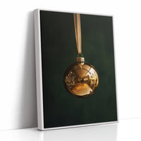 Golden Ornament Photography Print - Elegant Holiday Decor - White Framed Canvas image 1