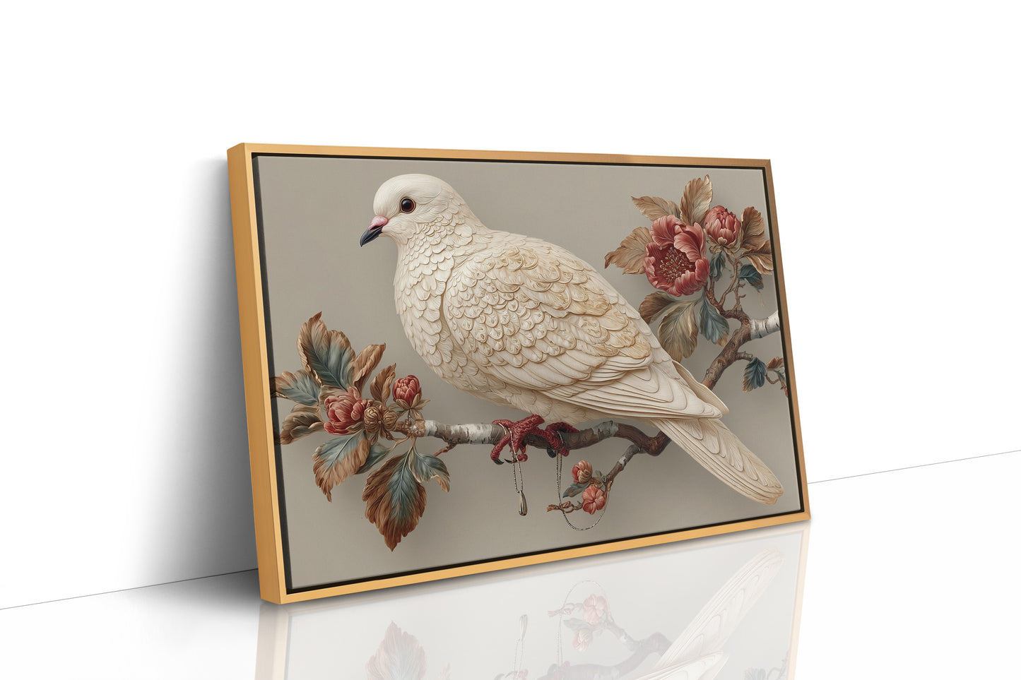 Ivory Dove Among Autumn Peonies