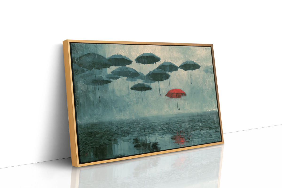 Red Umbrella Rises Above