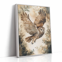 Majestic Owl Watercolor Print - Nature Wildlife Art - White Framed Canvas image 1