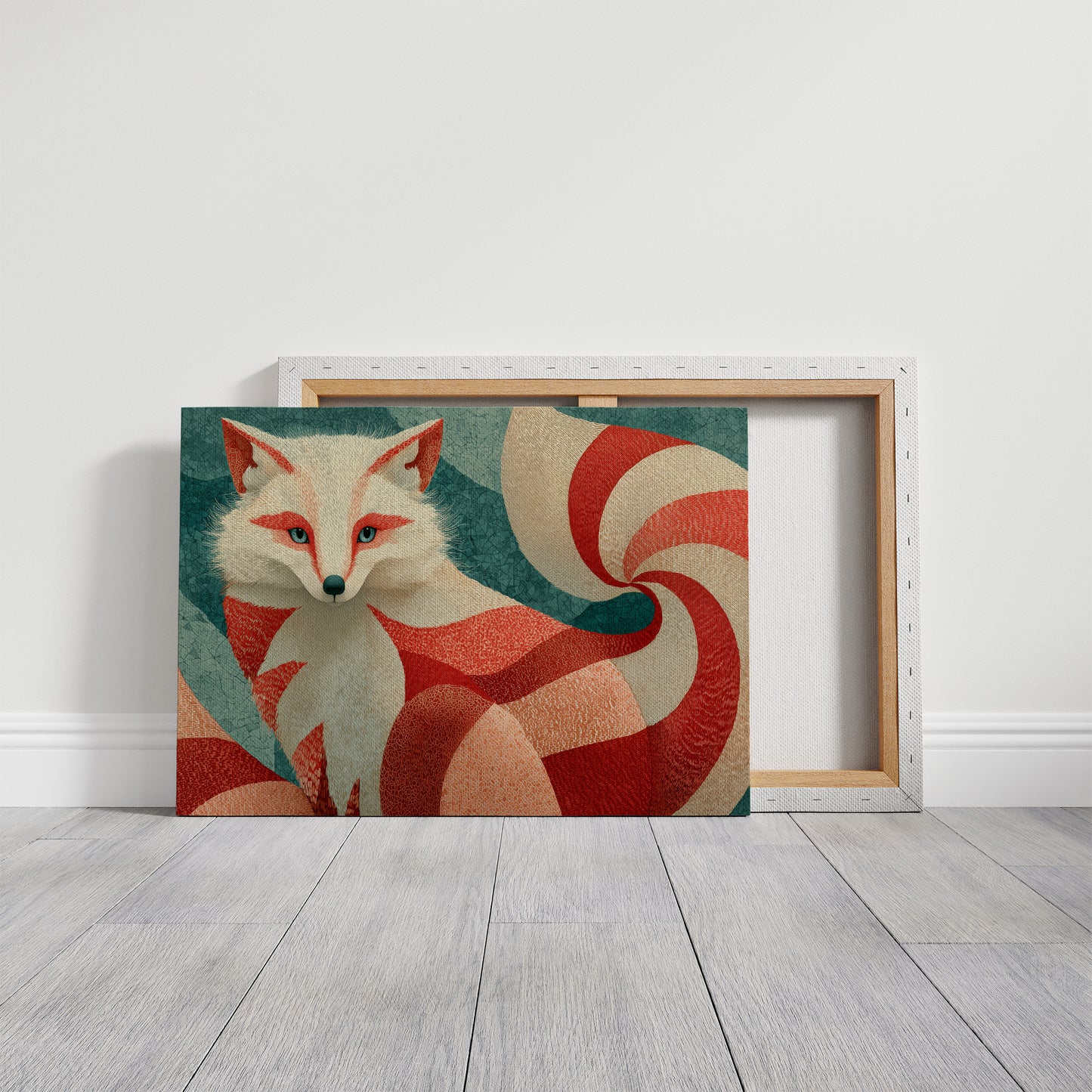 Nine-Tailed Fox in Crimson Swirls