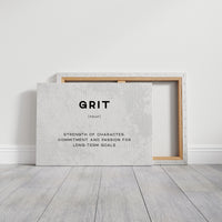 Grit Definition Canvas Art | Bold Motivational Typography Print for Home Office, Gym or Entrepreneur Décor