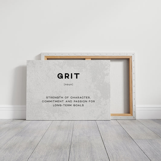 Grit Definition Canvas Art | Bold Motivational Typography Print for Home Office, Gym or Entrepreneur Décor