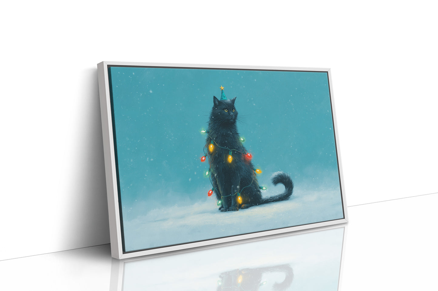 Festive Feline Adorned in Holiday Glow