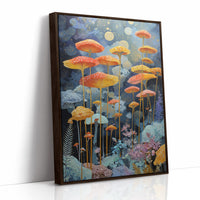 Luminous Mushrooms Dance Under Stars