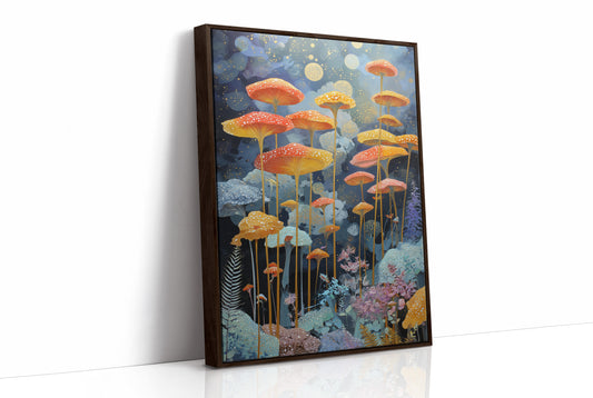 Luminous Mushrooms Dance Under Stars