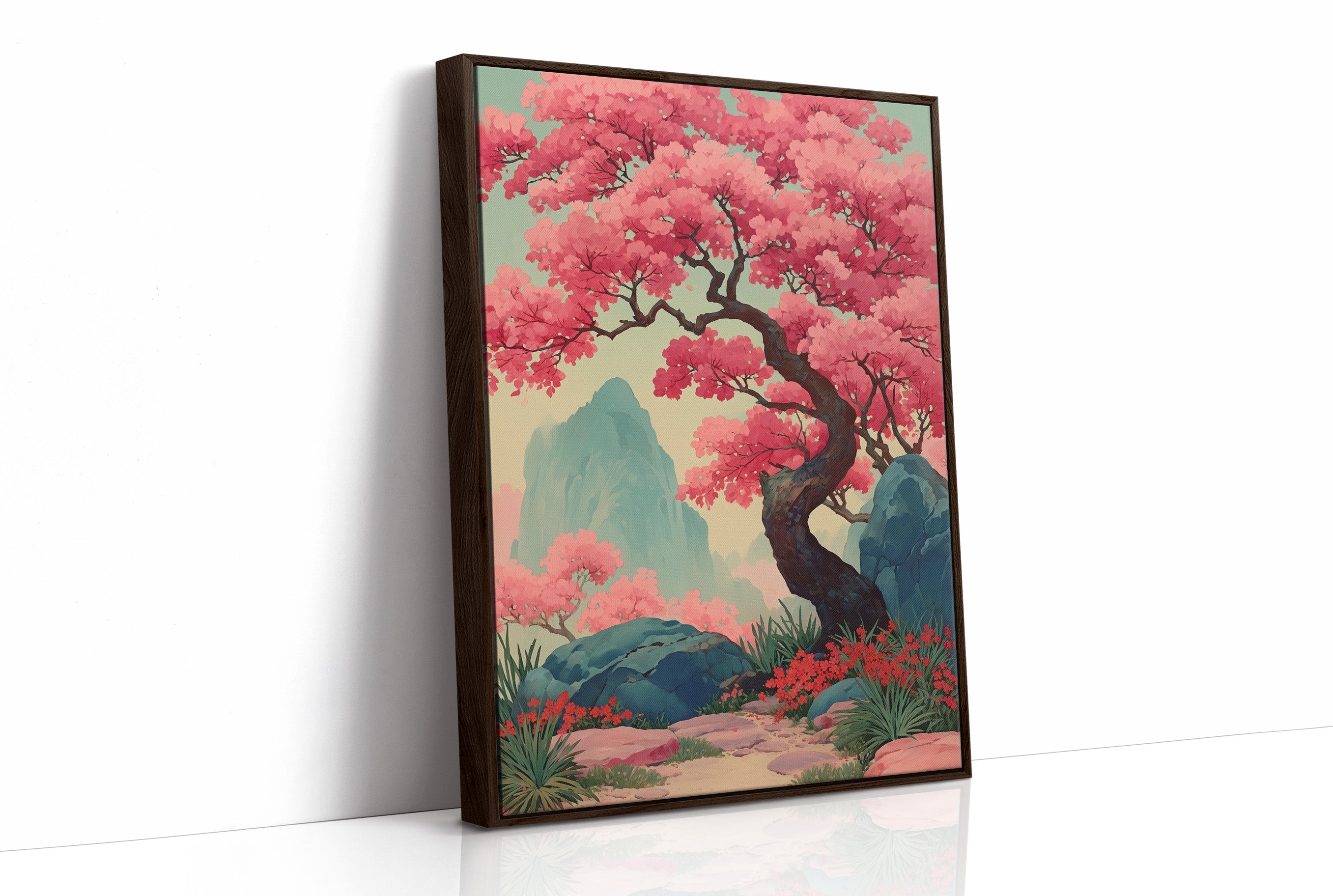 Cherry Blossoms Dance Above Mountains