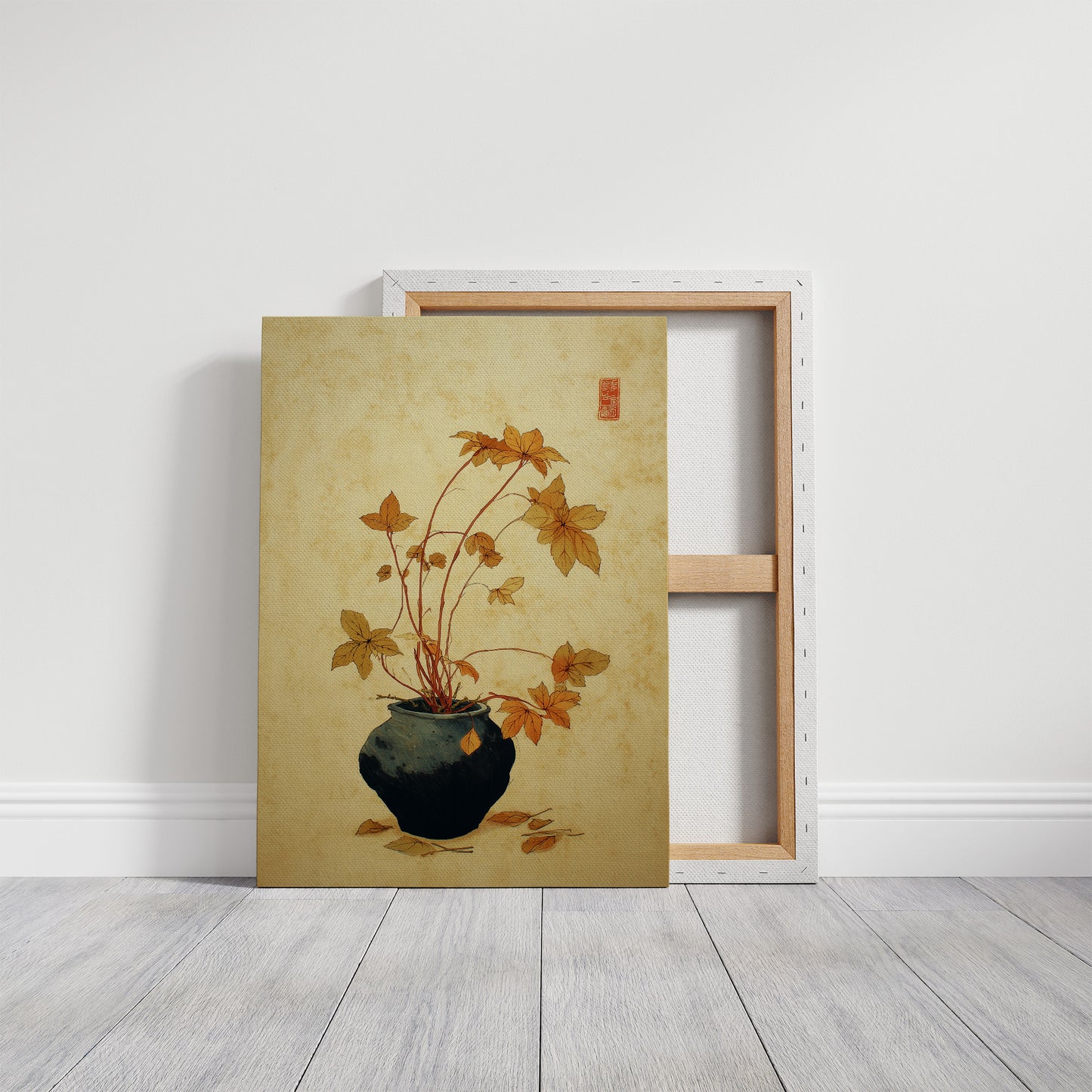 Maple Leaves Dance In Blue Pottery