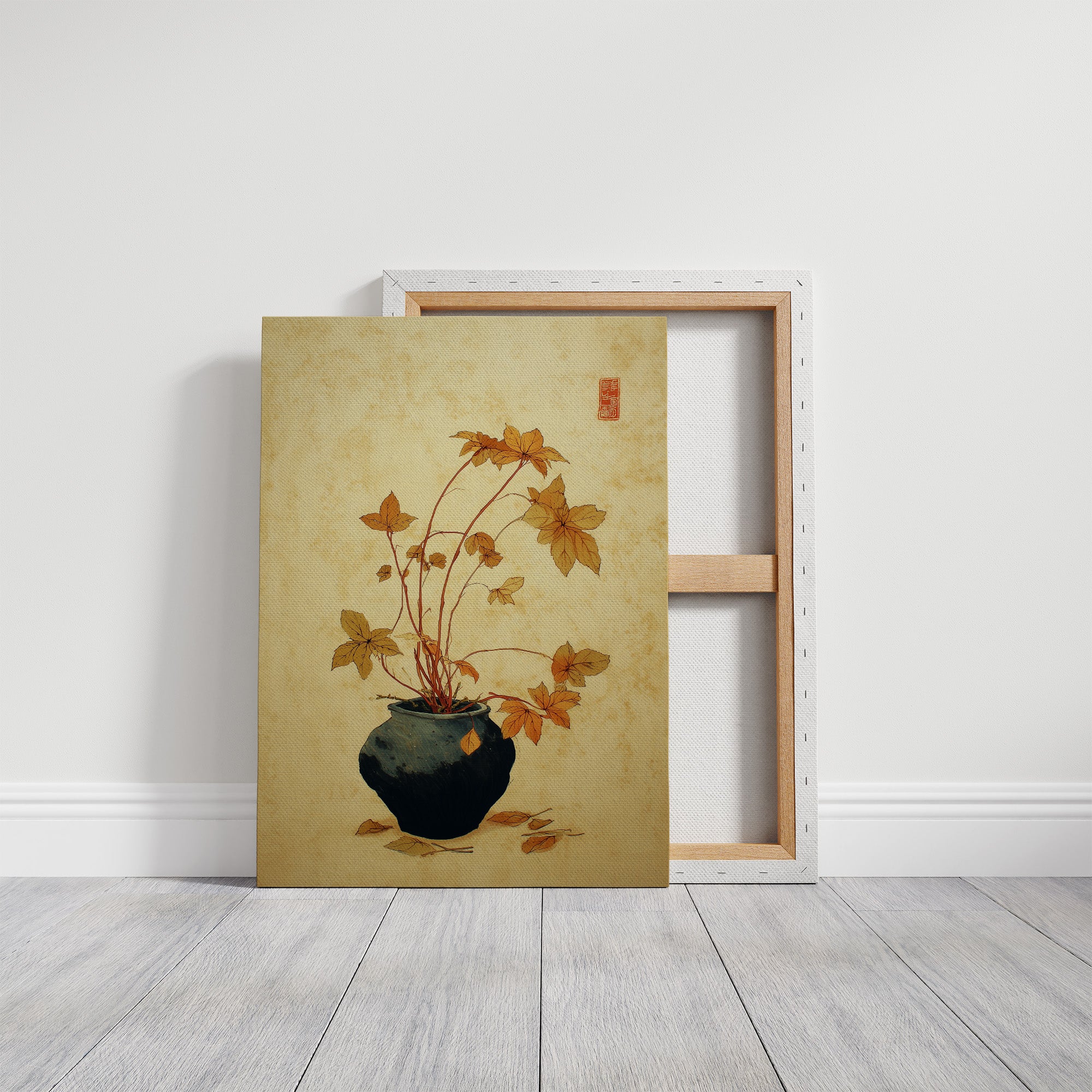 Maple Leaves Dance In Blue Pottery