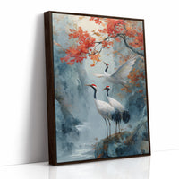 Cranes Dance Below Maple Fire