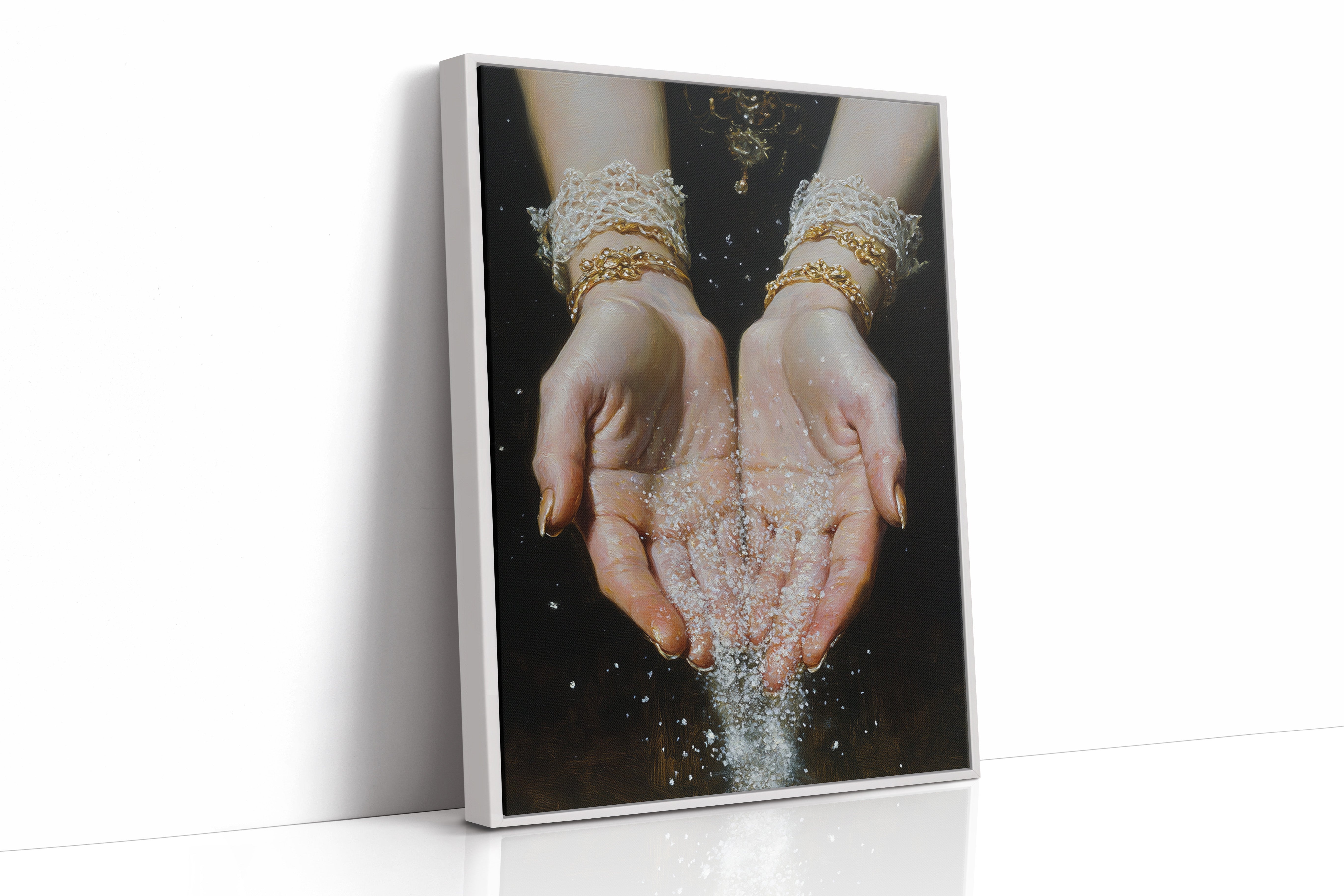 Glistening Moments Between Fingers