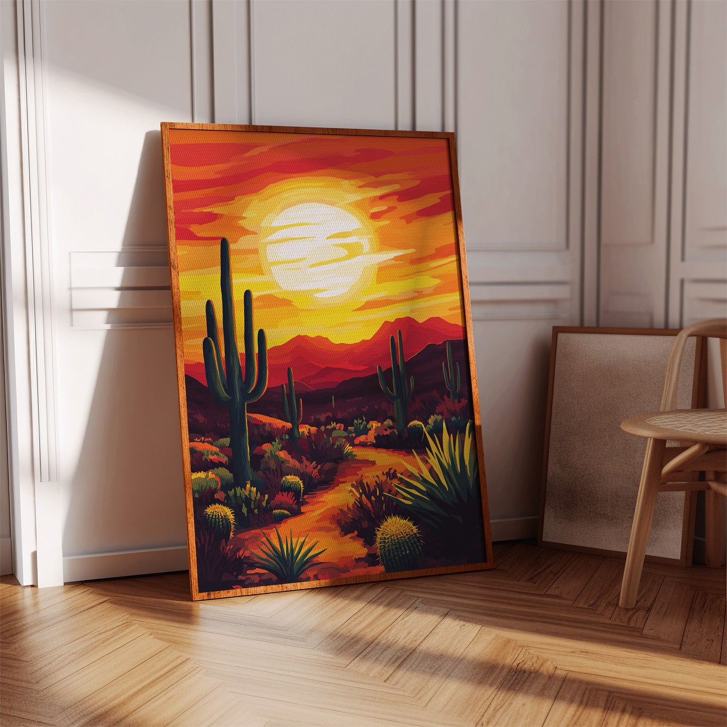 Desert Sunset Cactus Print – Vibrant Southwestern Wall Art