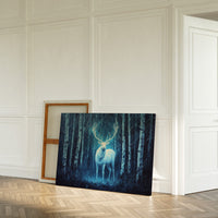 Moonlit Stag Among Birch Trees