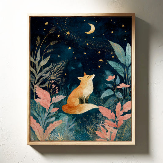 Fox Under a Starry Night
