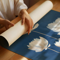Ivory Blooms Against Blue