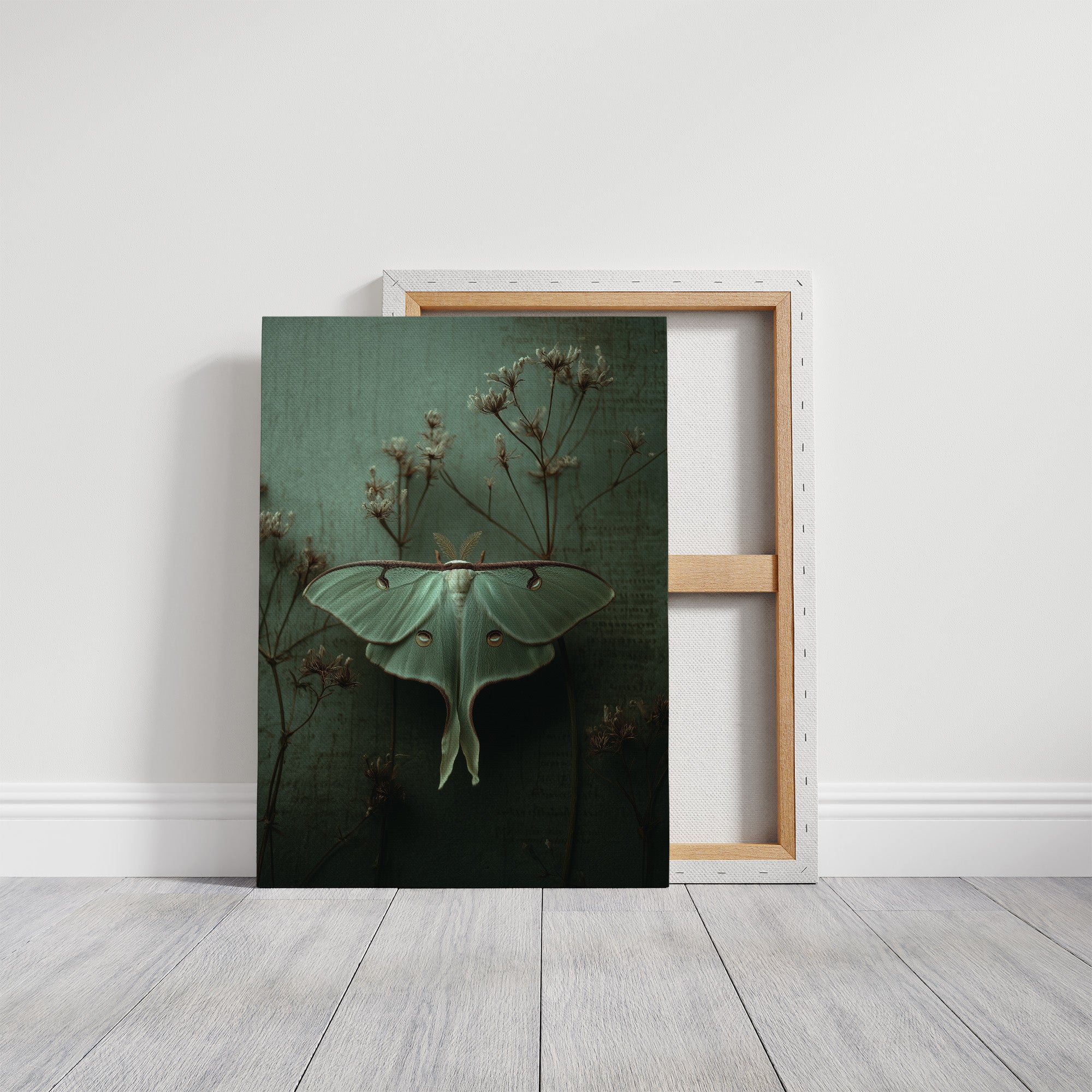 Lunar Moth Among Faded Stems