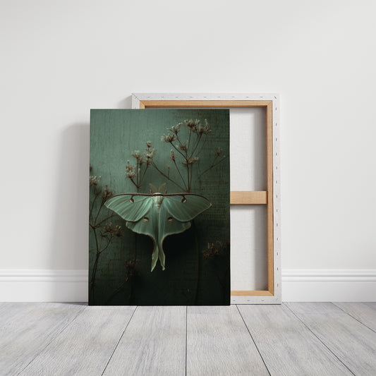 Lunar Moth Among Faded Stems