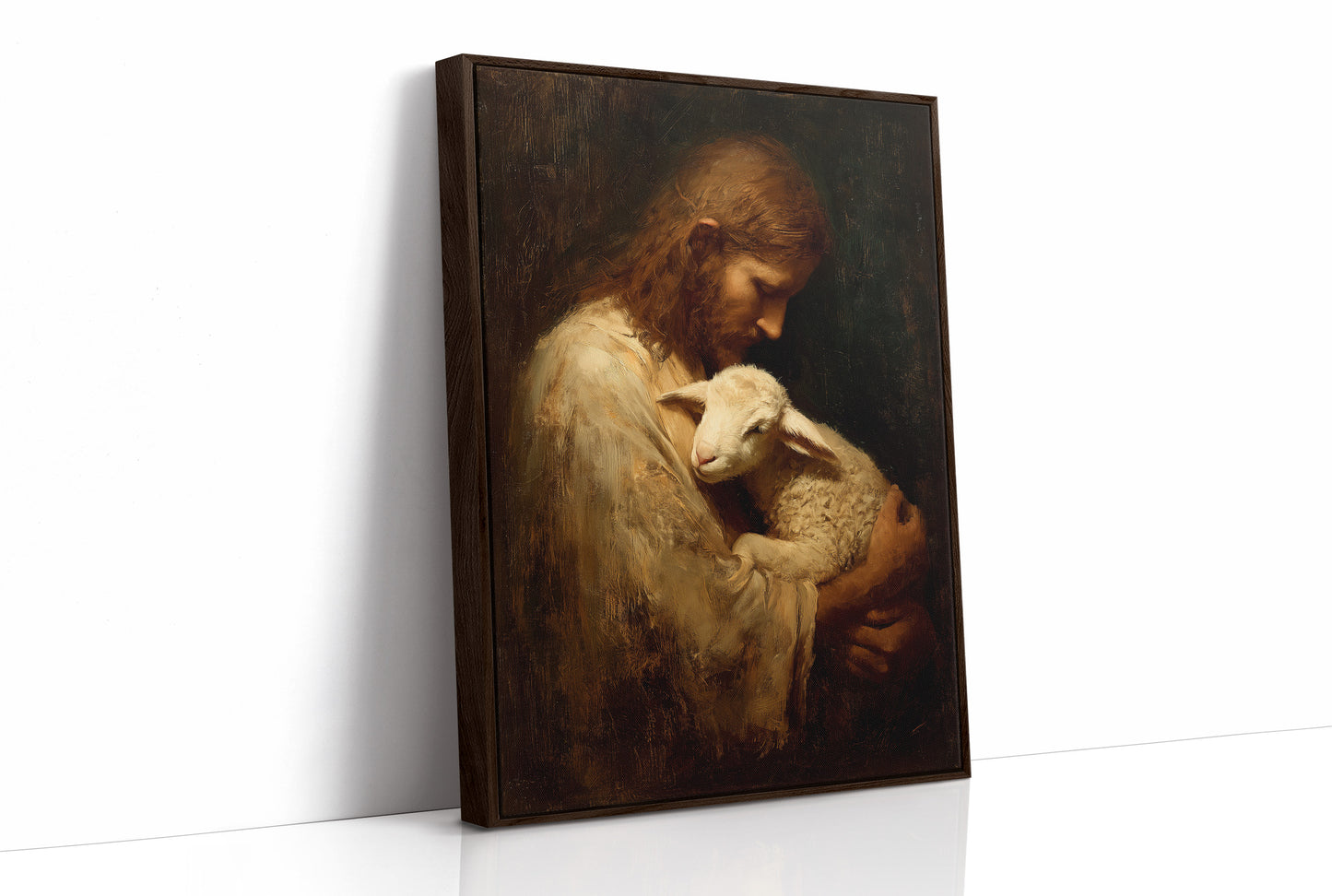 Gentle Guardian Cradles Innocent Lamb