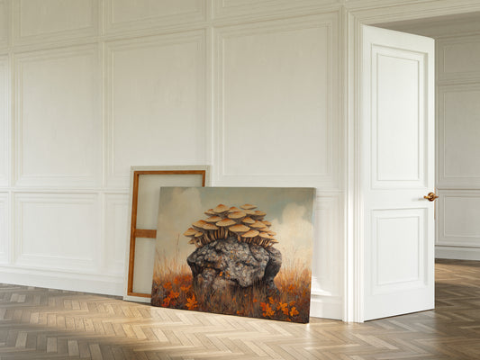 Autumn Mushrooms Crown Ancient Stone