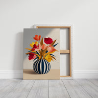 Vibrant Blooms in Striped Elegance