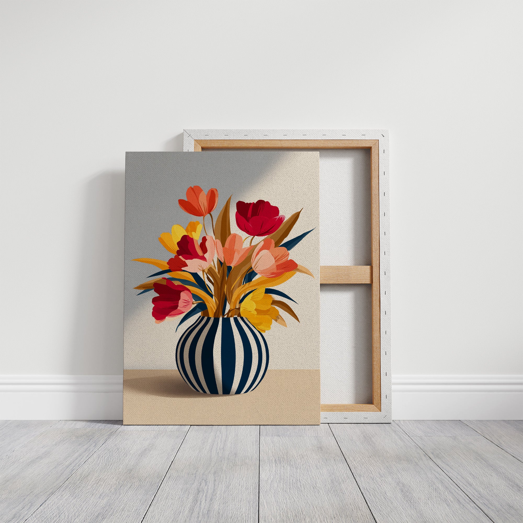 Vibrant Blooms in Striped Elegance
