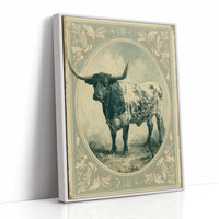Longhorn in Antique Frame