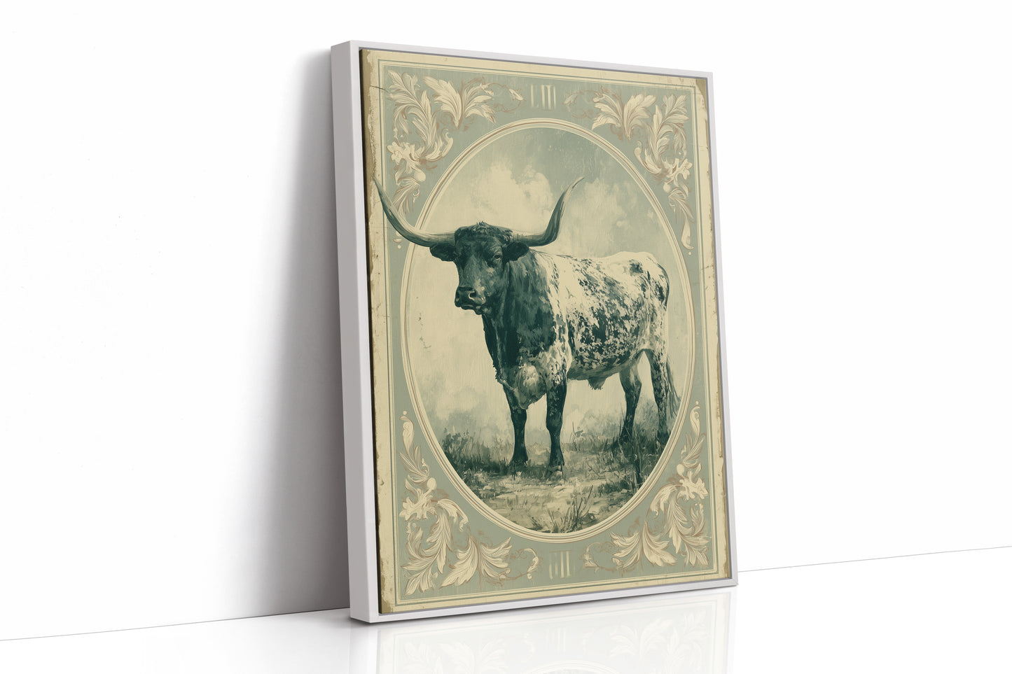 Longhorn in Antique Frame
