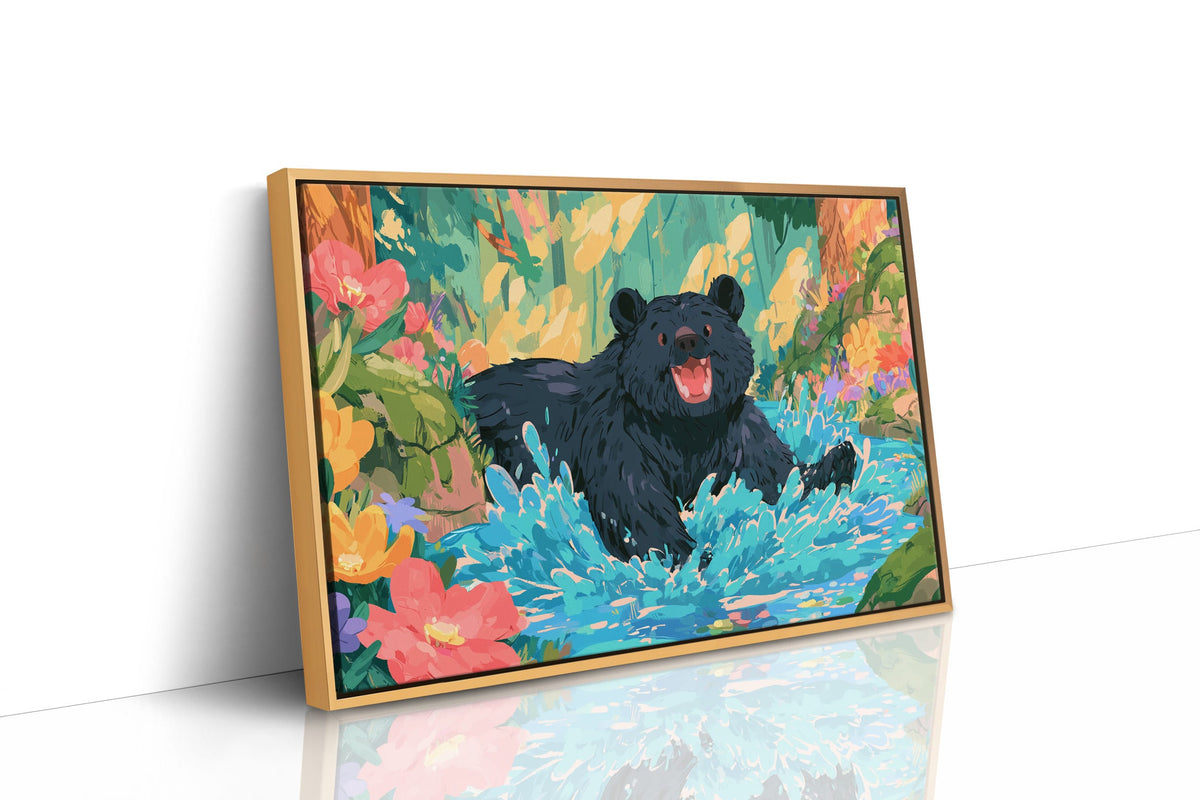 Black Bear Splashes Through Bloom