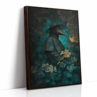 Plague Doctor Among Pale Blossoms