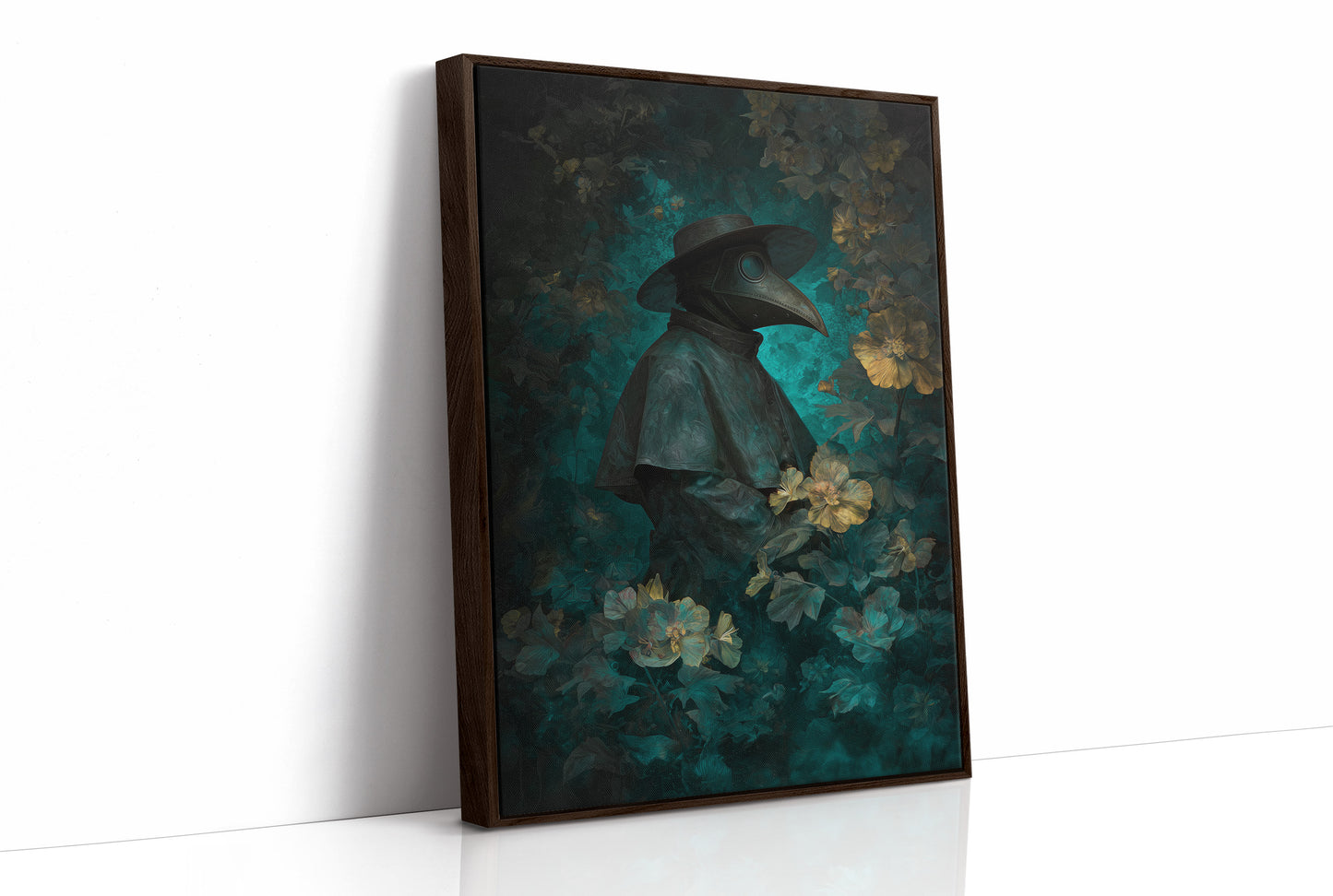 Plague Doctor Among Pale Blossoms