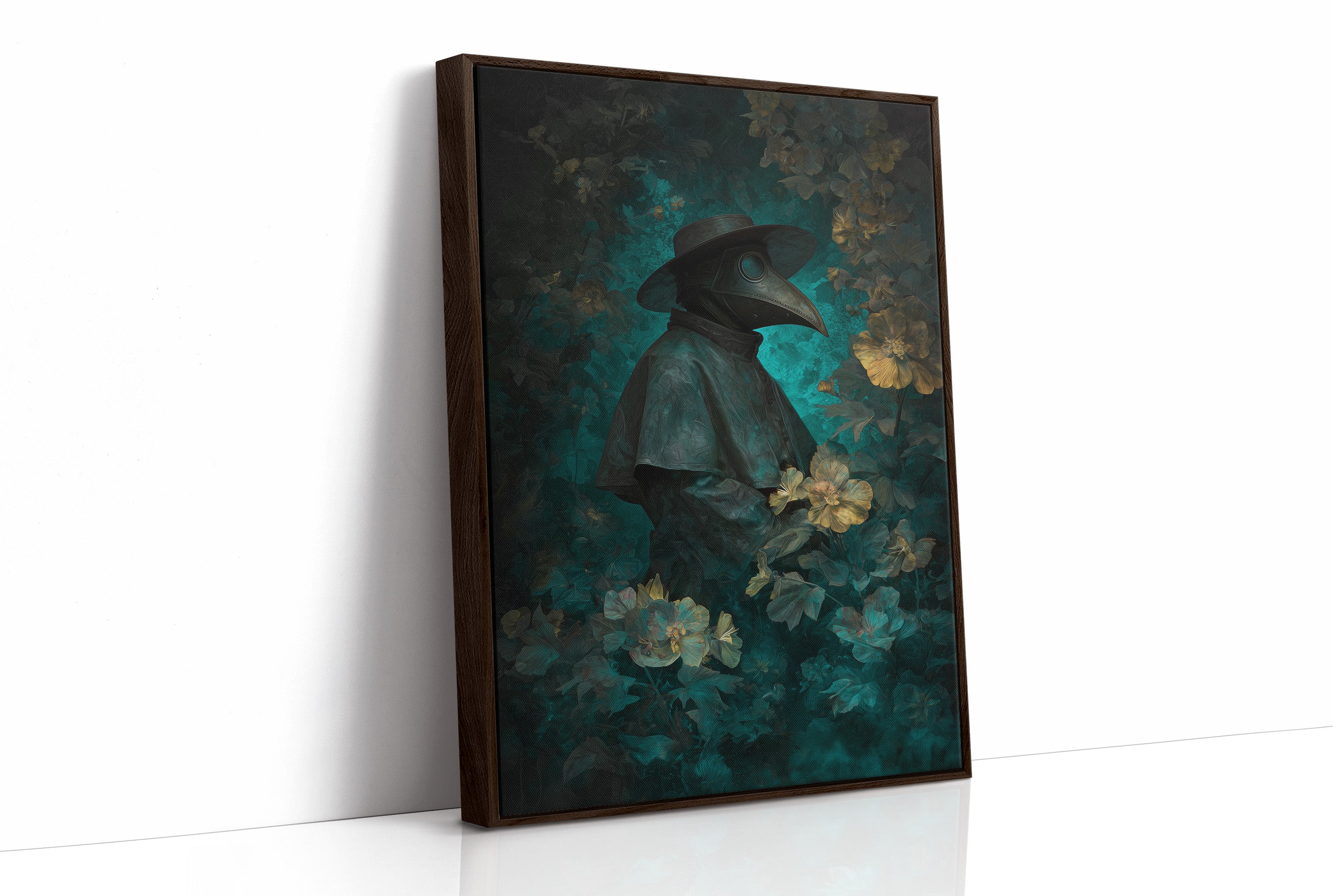 Plague Doctor Among Pale Blossoms