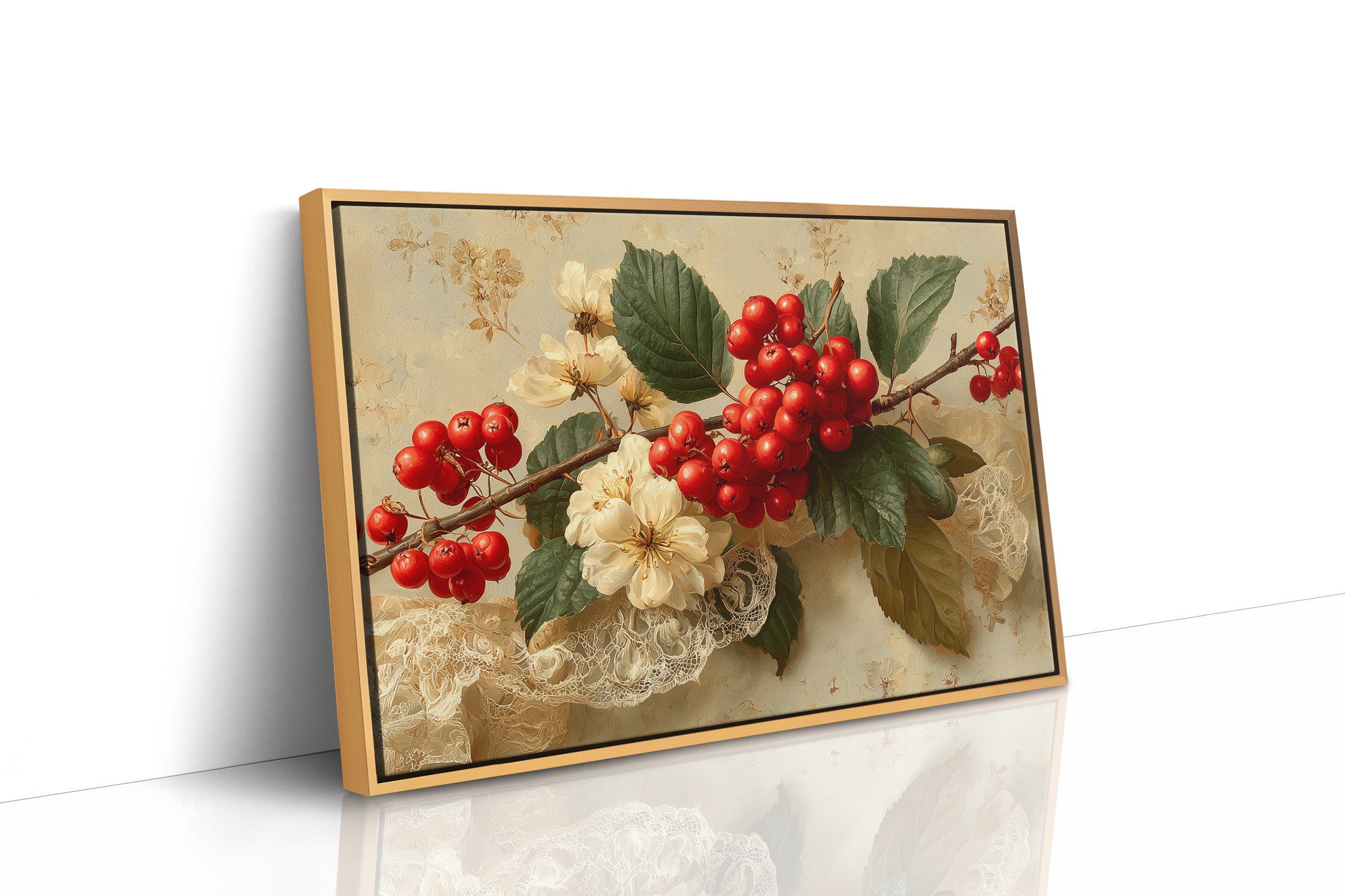 Rowan Berries on Antique Lace