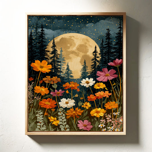 Moonlit Bloom Beneath Ancient Pines