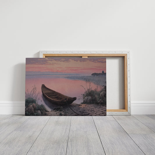 Lakeside Boat Awaits Dawn's Promise