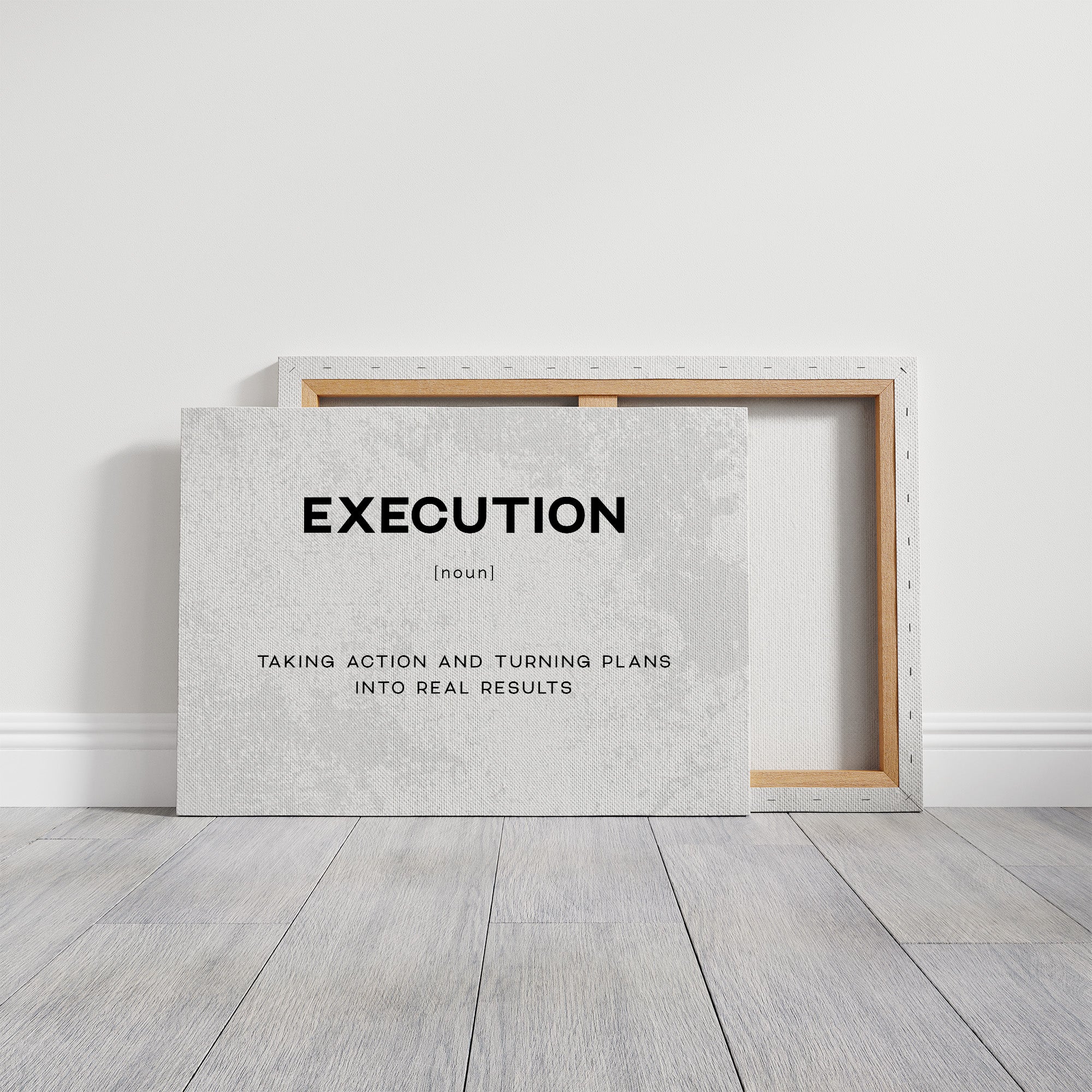 Execution Definition Canvas Art | Bold Motivational Typography Print for Home Office, Gym or Entrepreneur Décor