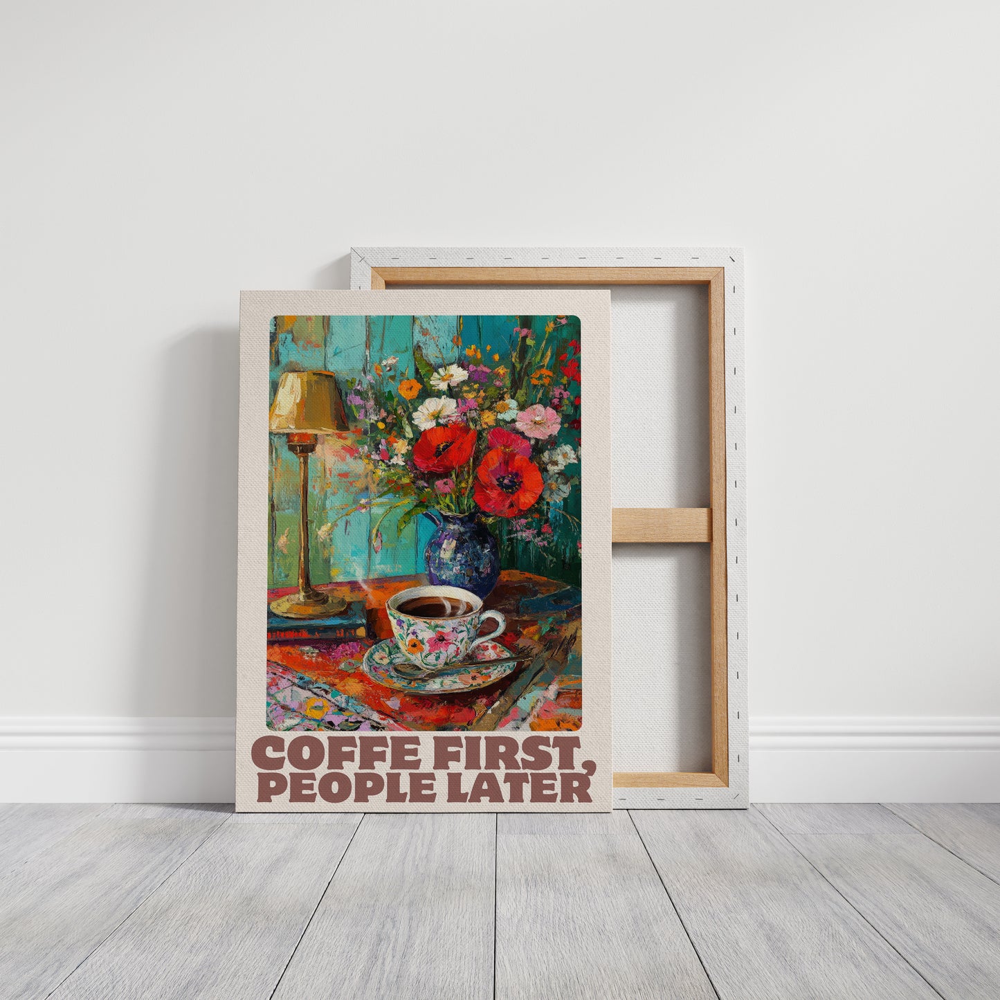 Coffee First, People Later – Cozy Vintage Coffee Art Print