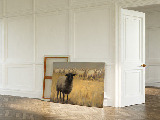 Black Sheep Leads Golden Meadow