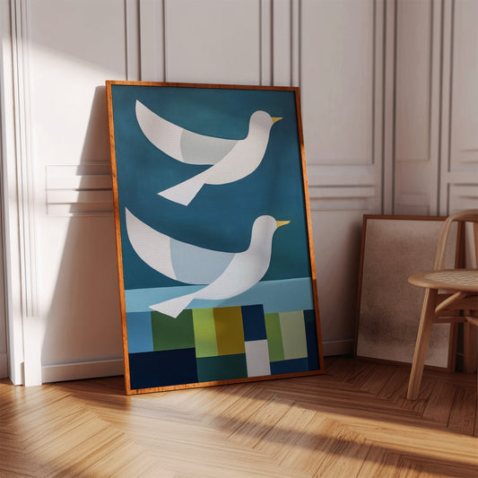 Peace Doves Above Geometric Fields