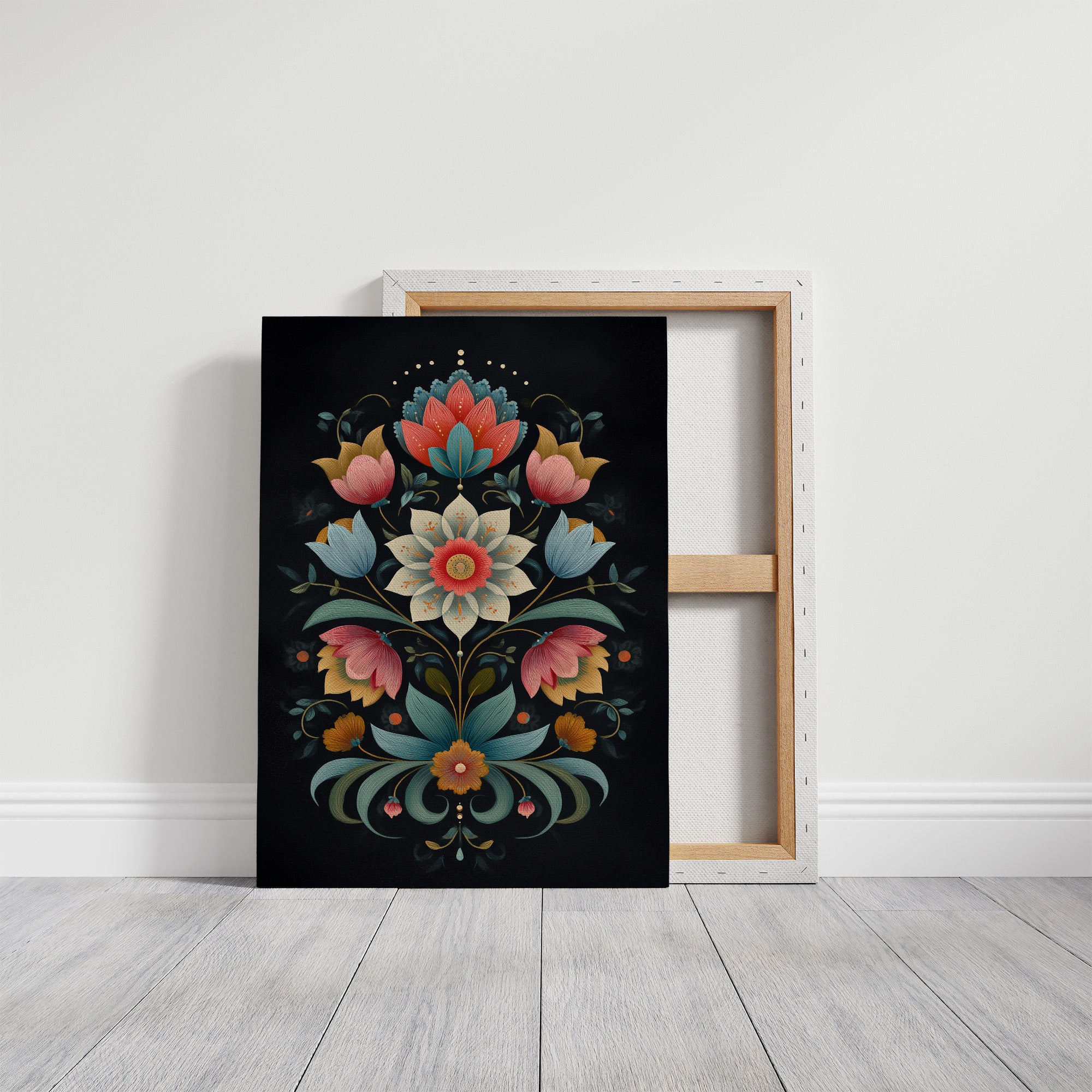 Midnight Garden Blooms In Coral