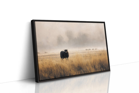 Lone Sheep Among Golden Fields